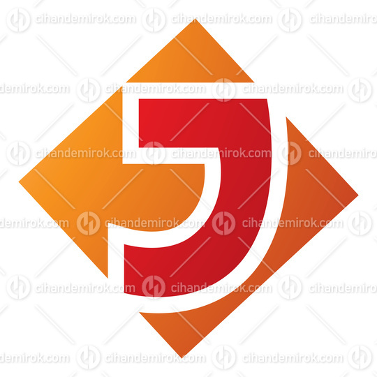 Orange and Red Square Diamond Shaped Letter J Icon