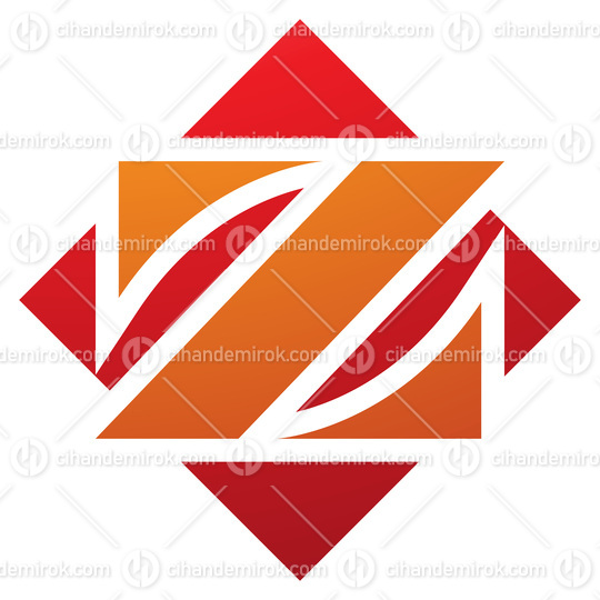 Orange and Red Square Diamond Shaped Letter Z Icon