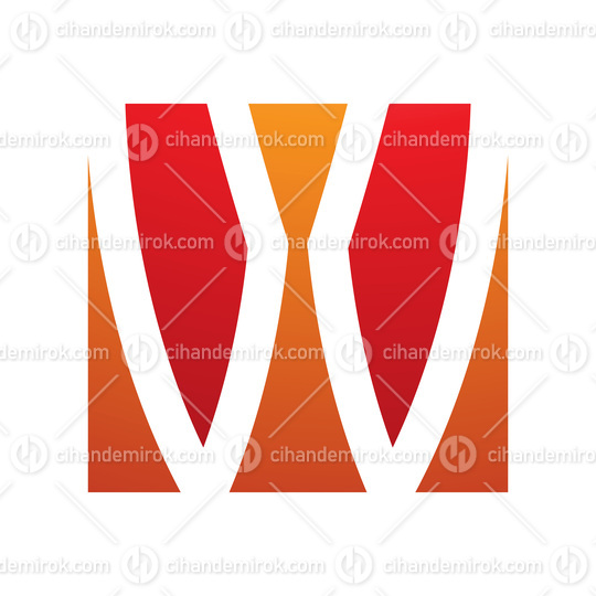 Orange and Red Square Shaped Letter W Icon