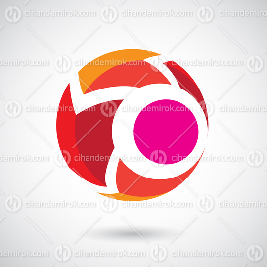 Orange and Red Striped Sphere with Arrow Pattern