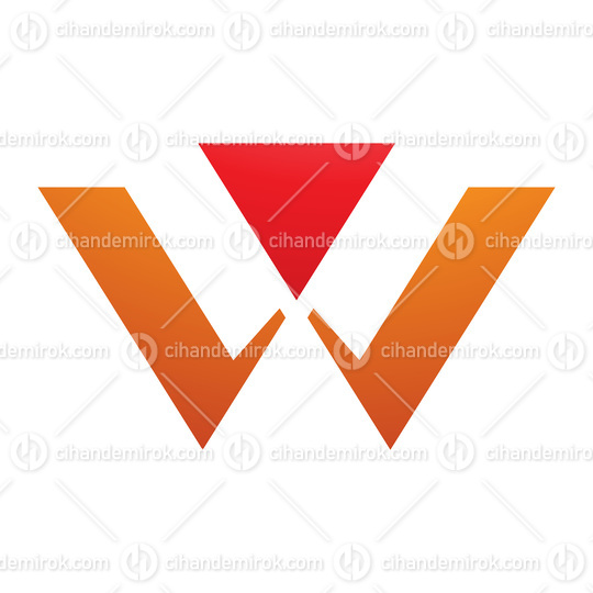 Orange and Red Triangle Shaped Letter W Icon