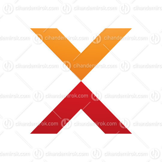 Orange and Red V Shaped Letter X Icon