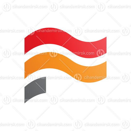 Orange and Red Wavy Flag Shaped Letter F Icon
