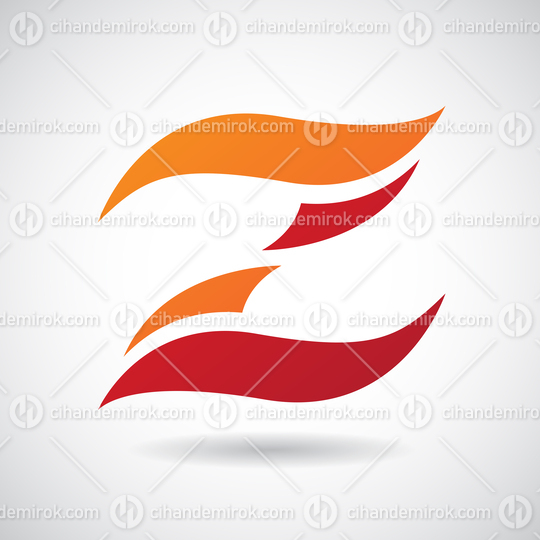 Orange and Red Wavy Letter Z with a Shadow