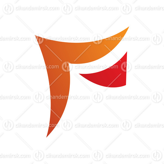 Orange and Red Wavy Paper Shaped Letter F Icon