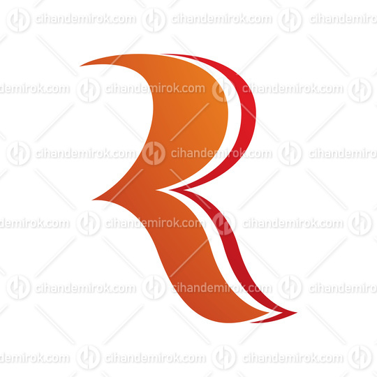 Orange and Red Wavy Shaped Letter R Icon