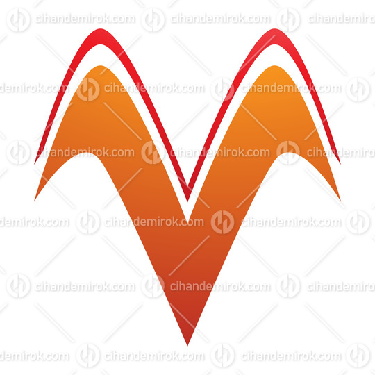 Orange and Red Wing Shaped Letter V Icon