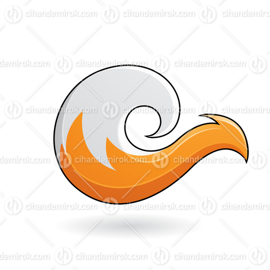 Orange and White Abstract Fox Icon with Black Outlines