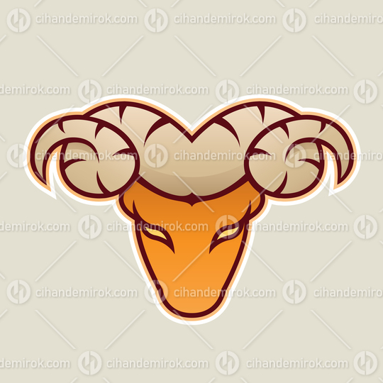 Orange Aries or Ram Icon Front View Vector Illustration