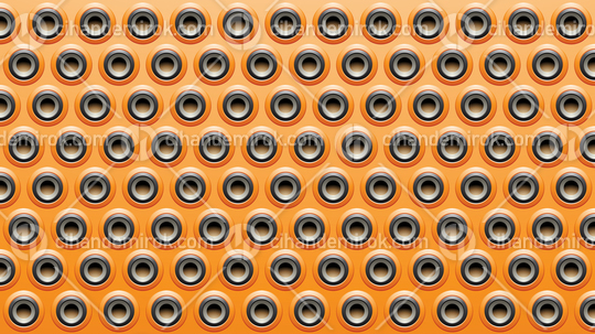 Orange Black and Grey Embossed Round Loudspeaker Background