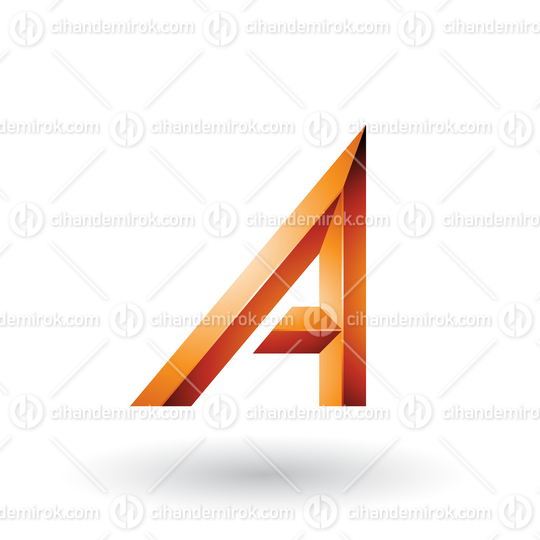 Orange Bold and Curvy Geometrical Letter A Vector Illustration