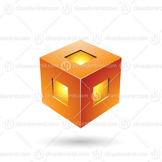 Orange Bold Lantern Cube Vector Illustration