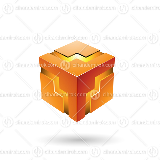 Orange Bold Zigzag Cube Vector Illustration