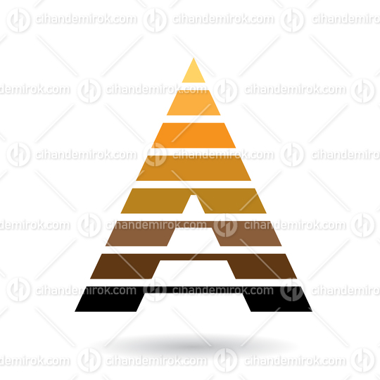 Orange Brown and Black Abstract Striped Sleek Icon of Letter A