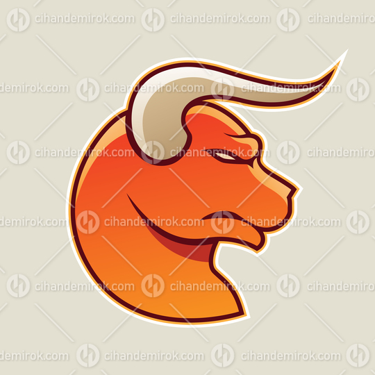 Orange Cartoon Bull Icon Vector Illustration