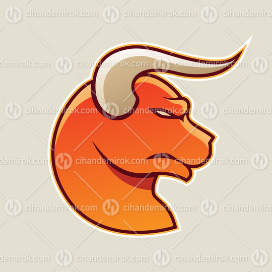Orange Cartoon Bull Icon Vector Illustration