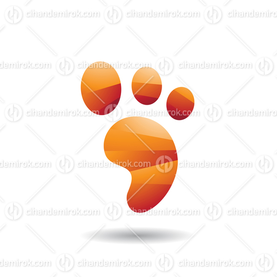 Orange Cartoon Footprint Icon with a Shadow