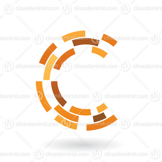 Orange Circular Dashed Lines Forming a Letter C Icon