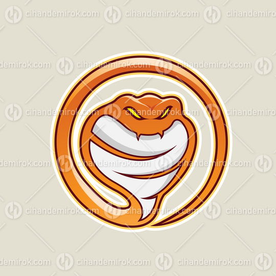 Orange Cobra Snake Cartoon Icon Vector Illustration