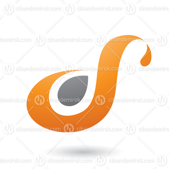 Orange Curvy Fun Letter D or S Vector Illustration