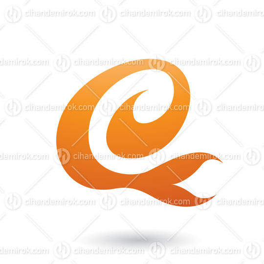 Orange Curvy Fun Letter E Vector Illustration
