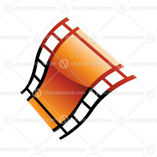 Orange Film Reel on a White Background