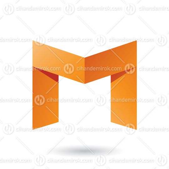 Orange Folded Paper Letter M Vector Illustration