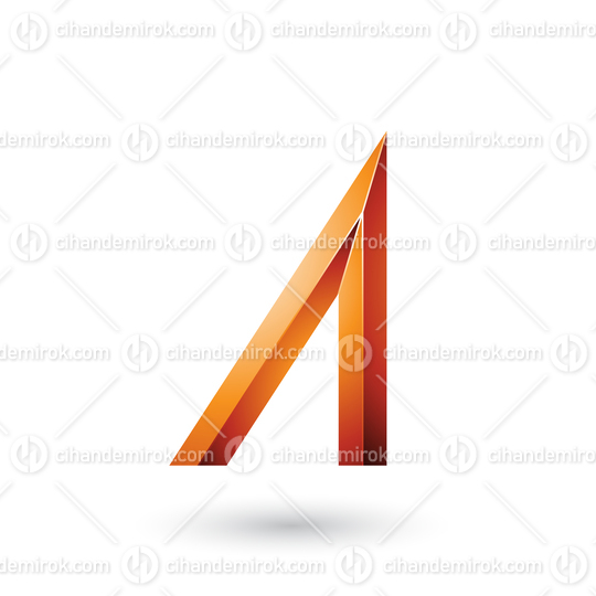 Orange Geometrical Glossy Letter A Vector Illustration