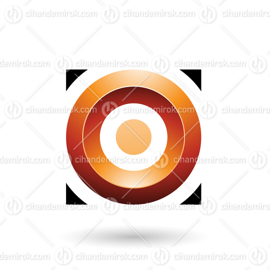 Orange Glossy Circle in a Square Vector Illustration
