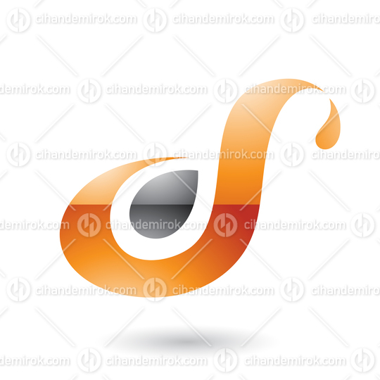 Orange Glossy Curvy Fun Letter D or S Vector Illustration