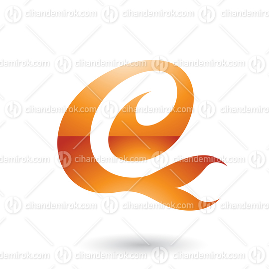 Orange Glossy Curvy Fun Letter E Vector Illustration