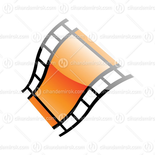 Orange Glossy Film Reel Logo Icon - Bundle No: 093