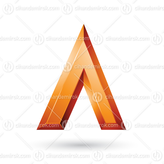 Orange Glossy Geometrical Letter A Vector Illustration