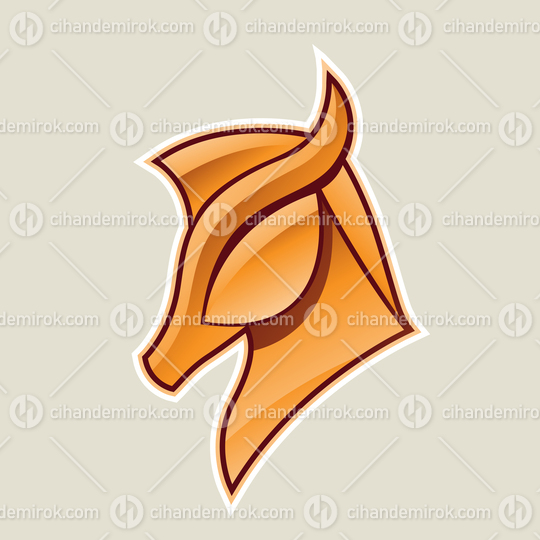 Orange Glossy Horse Head Icon Vector Illustration