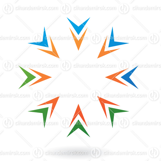 Orange Green and Blue Arrows Aligned as a Circle Abstract Logo Icon 