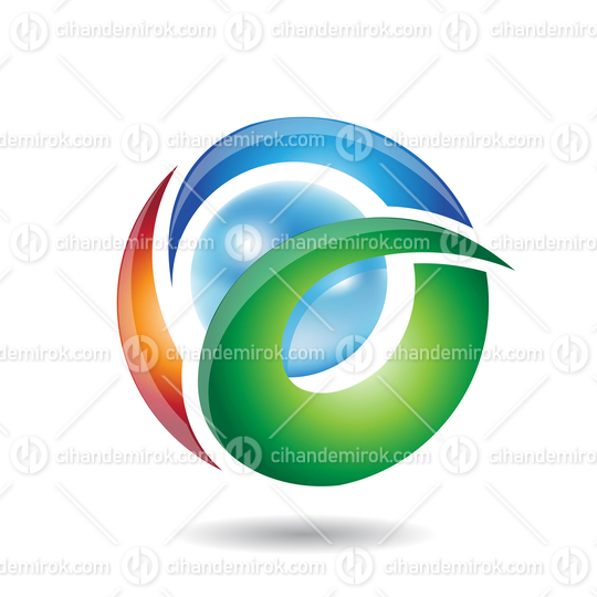 Orange Green and Blue Round Icon for Letters A O or Q