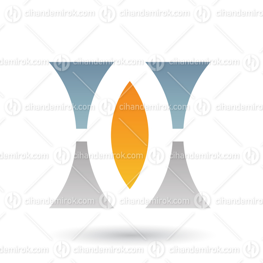 Orange, Grey and Blue Abstract Optical Icon with Concave and Convex Lens Shapes