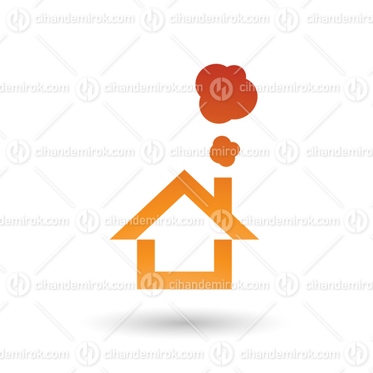 Orange House and Smoke Icon Vector Illustration