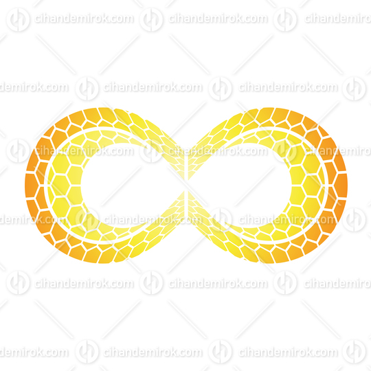 Orange Infinity Symbol with Honeycomb Pattern and Crescent Moon Shape