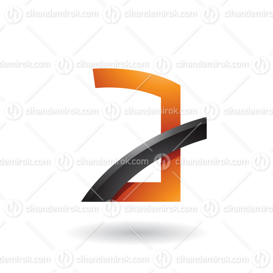 Orange Letter A with Black Glossy Stick Vector Illustration
