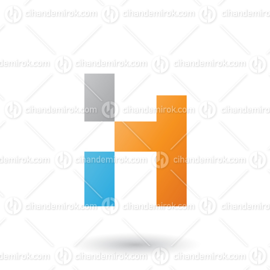 Orange Letter H with Rectangular Shapes Vector Illustration