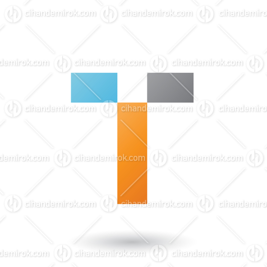 Orange Letter T with Rectangular Shapes Vector Illustration