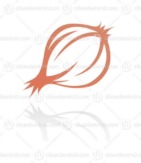 Orange Line Art Onion Icon