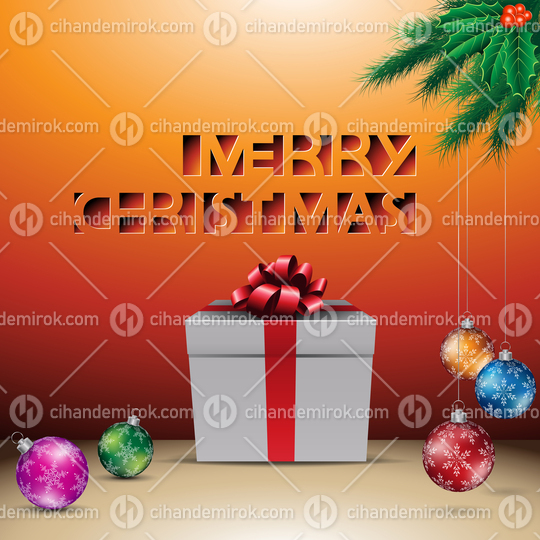 Orange Paper Cut Merry Christmas Background Vector Illustration