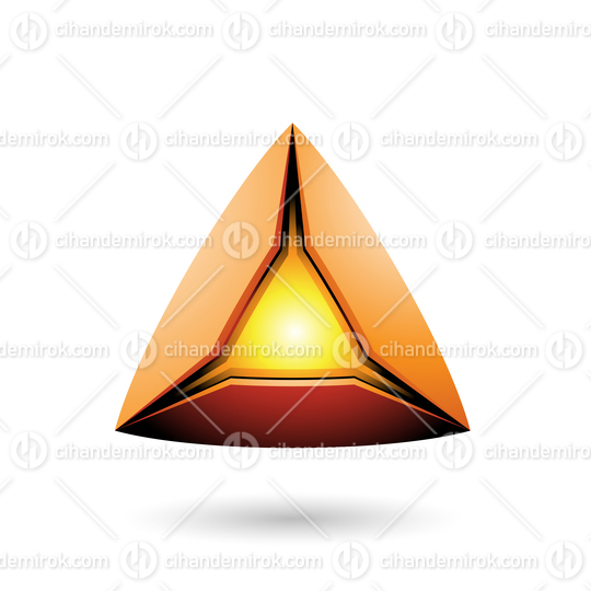 Orange Pyramid with a Glowing Core Vector Illustration