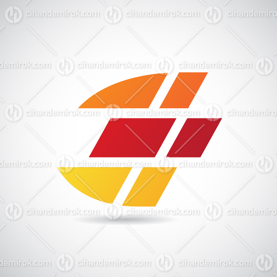 Orange Red and Yellow Italic Speeding Letter E Icon with a Shadow