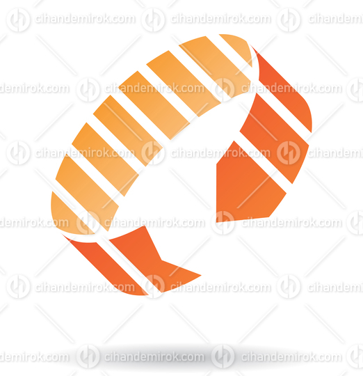 Orange Revolving Striped Arrow Abstract Logo Icon