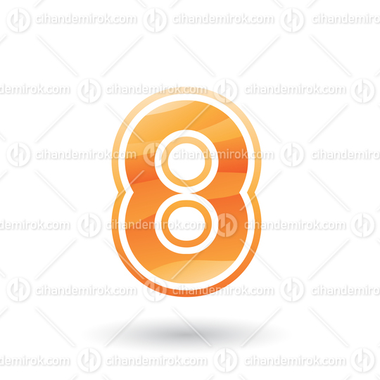 Orange Round Striped Icon for Number 8 Vector Illustration