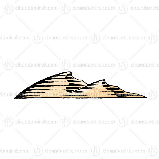 Orange Sand Dunes, Scratchboard Engraved Vector