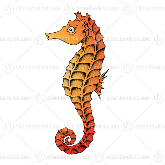 Orange Seahorse Dotted Illustration